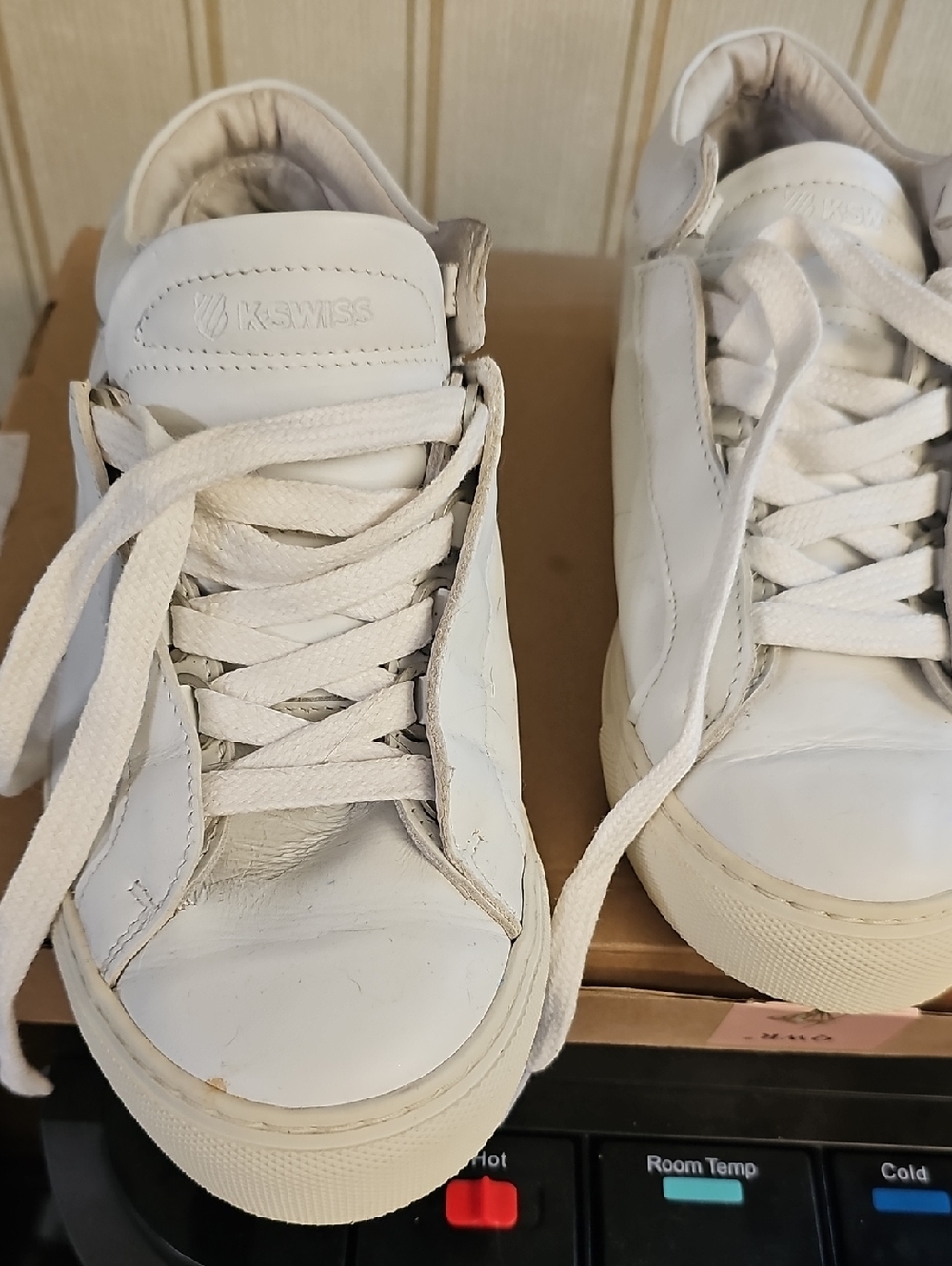 K-Swiss White Leather Low-Top Sneakers